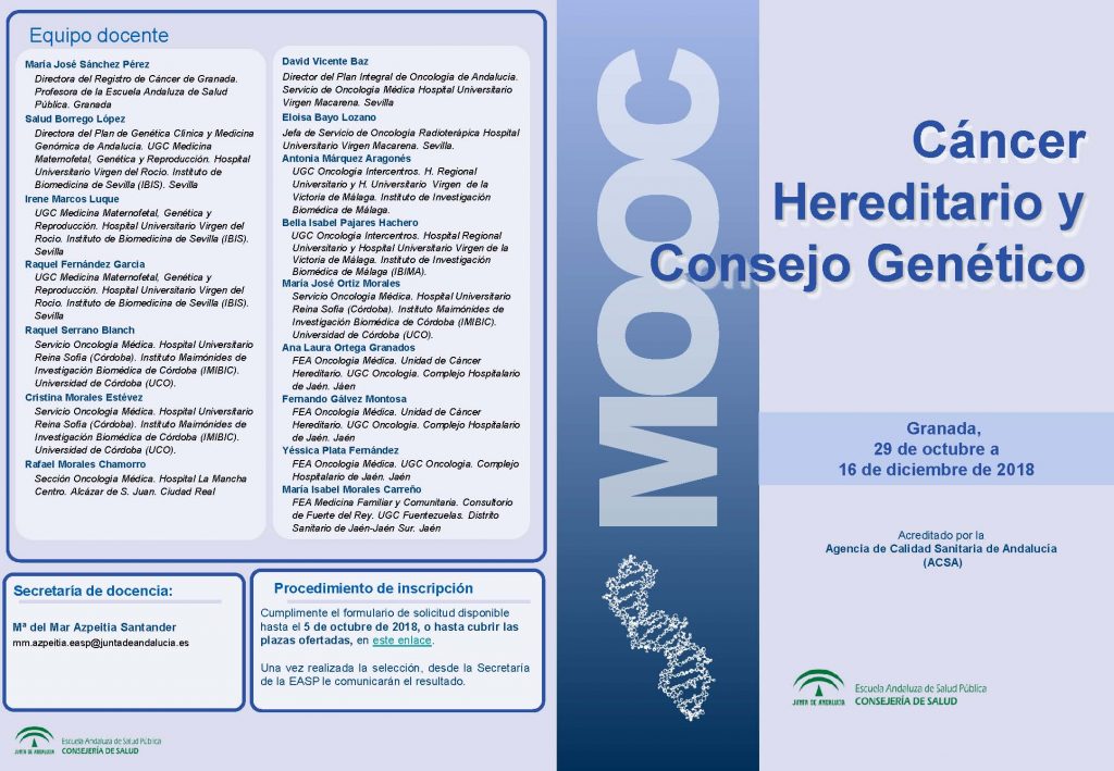 Cáncer Hereditario y Consejo Genético  Escuela Andaluza 